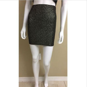 Charlotte Russe Black Gold Glitter Mini Skirt S